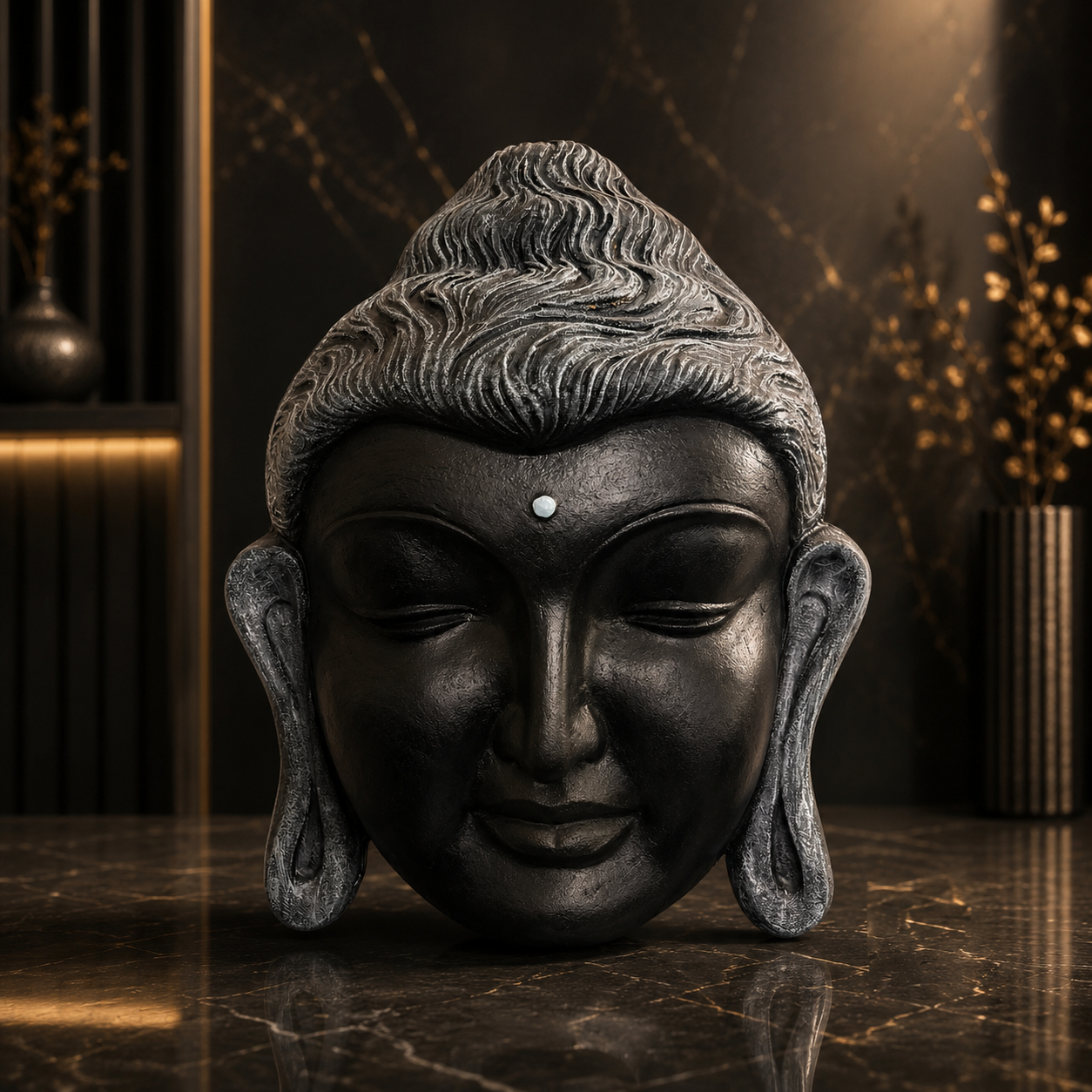 Serene Buddha Face Sculpture