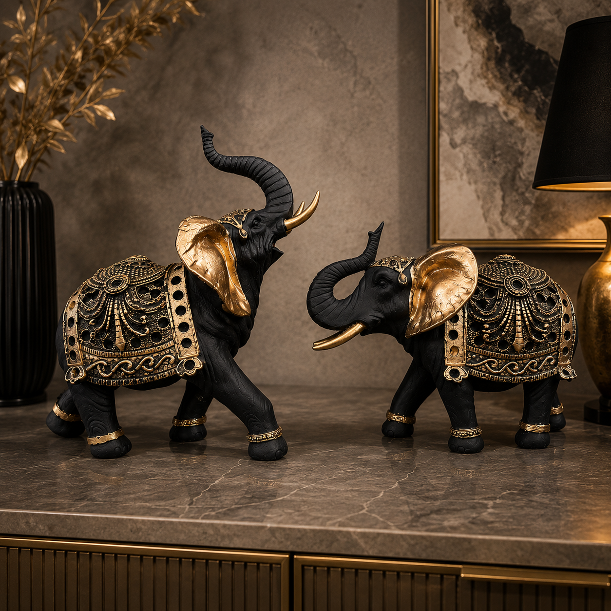 Royal Elephant Duo Luxury Showpiece
