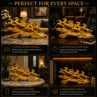 Seven Running Horses Luxury Sculpture
