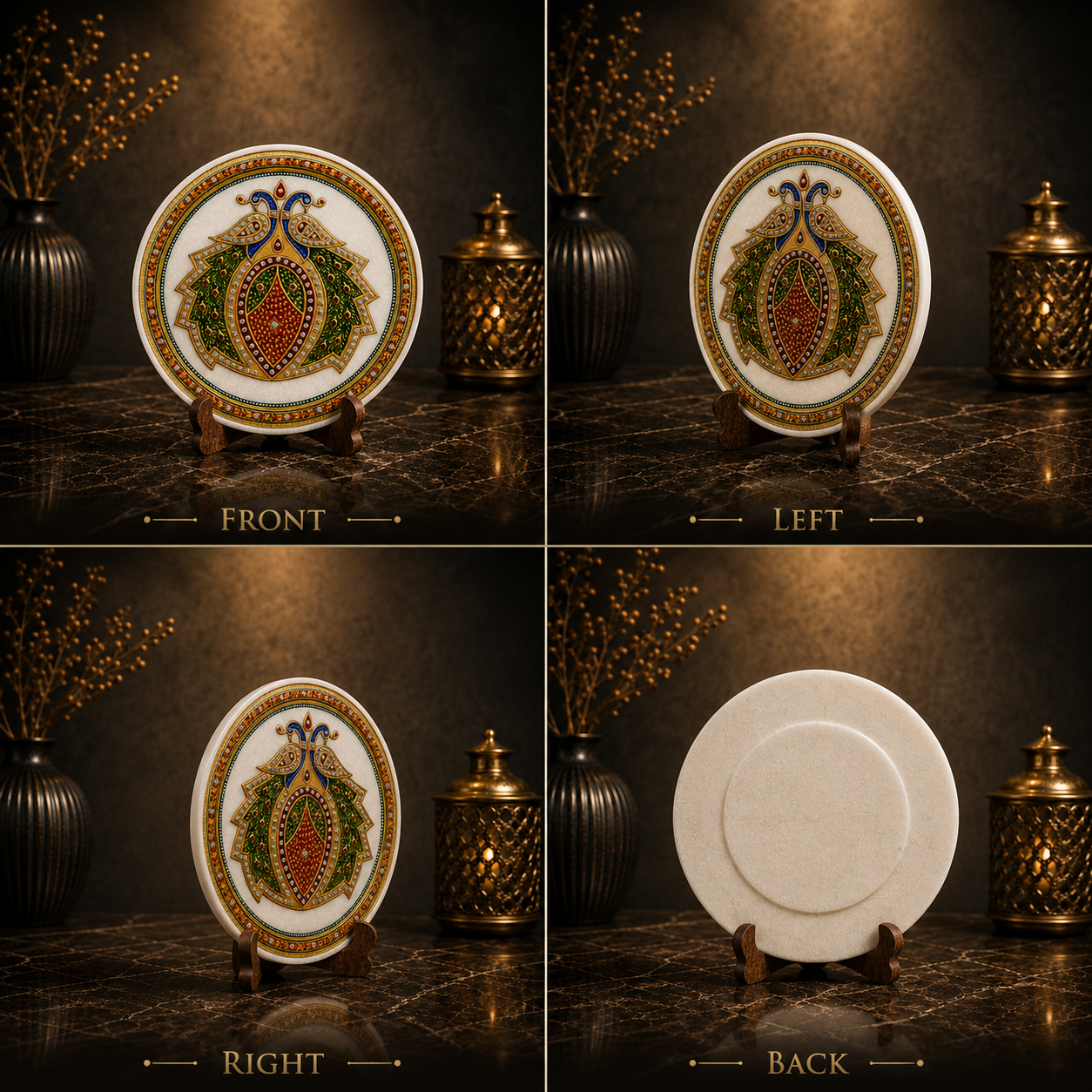 Royal Peacock Marble Decorative Plate