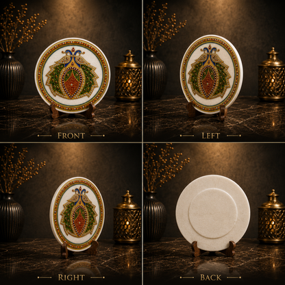 Royal Peacock Marble Decorative Plate