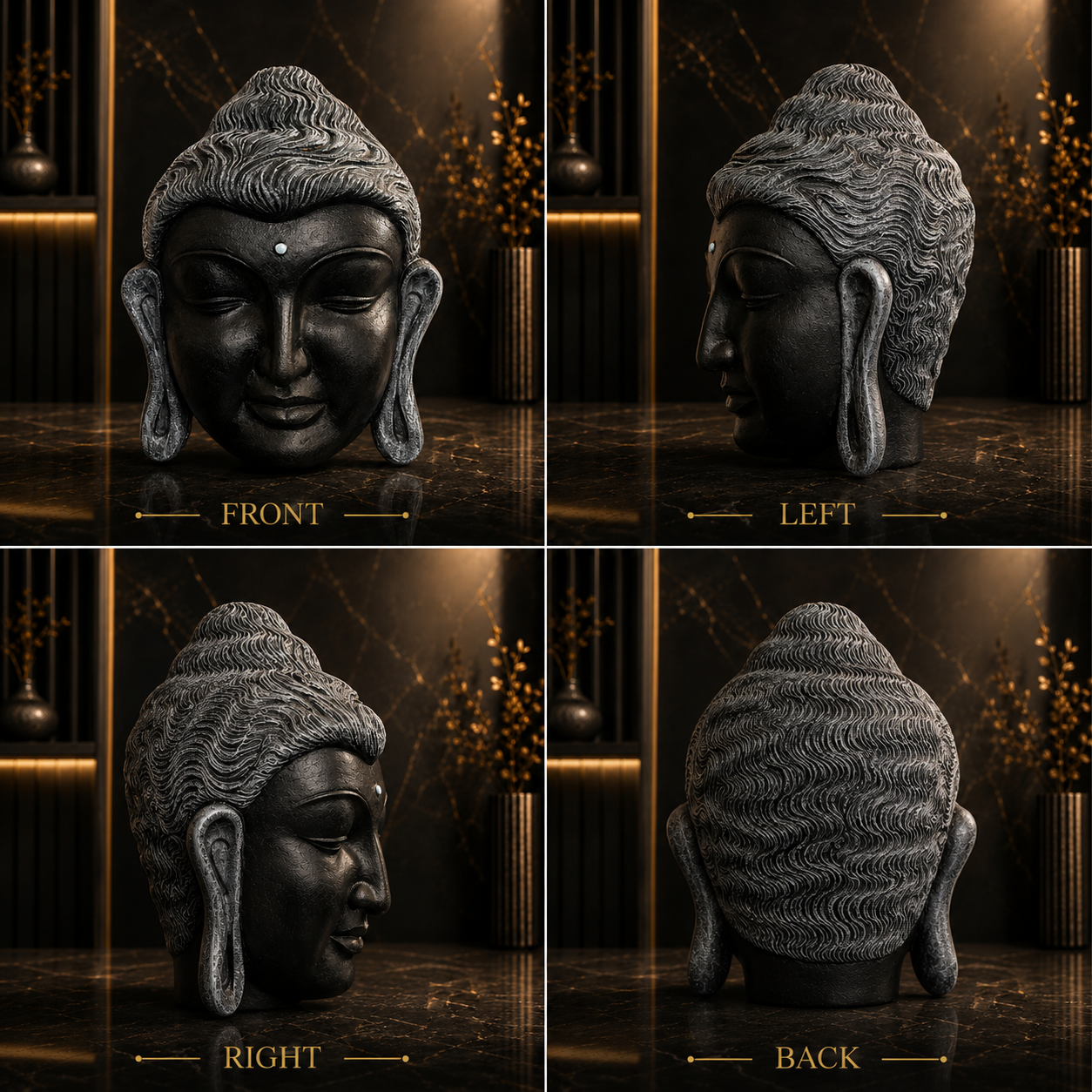 Serene Buddha Face Sculpture