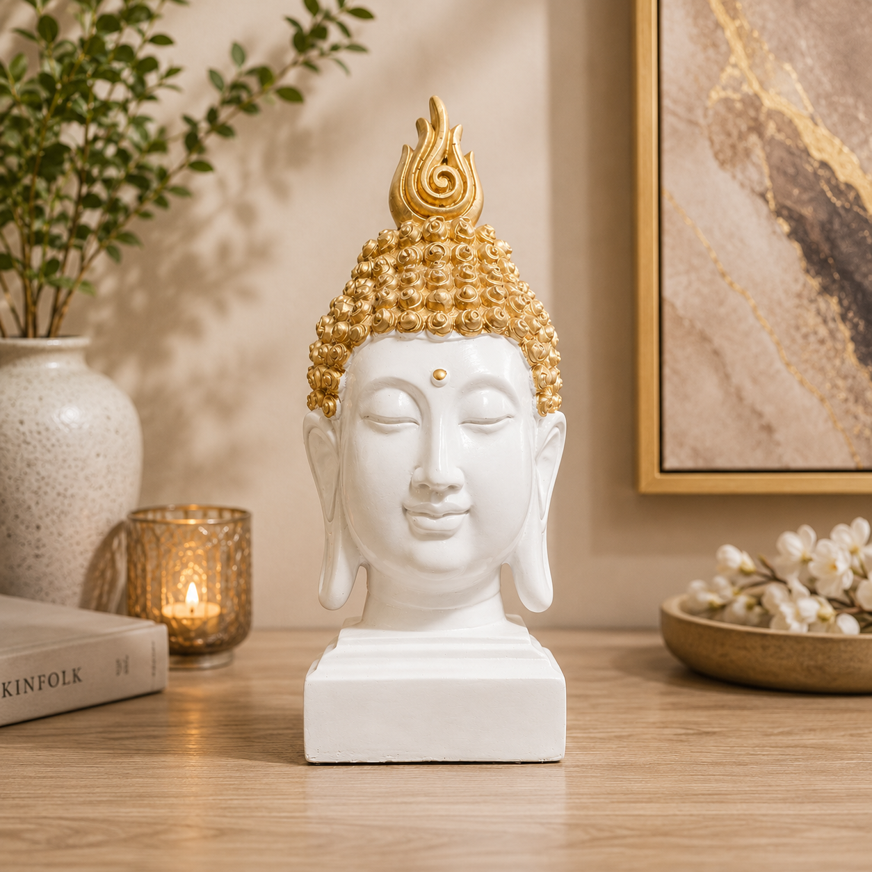 Sacred Serenity Buddha Head Sculpture