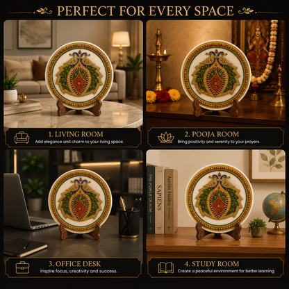 Royal Peacock Marble Decorative Plate