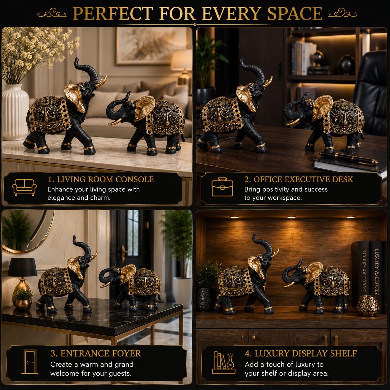 Royal Elephant Duo Luxury Showpiece