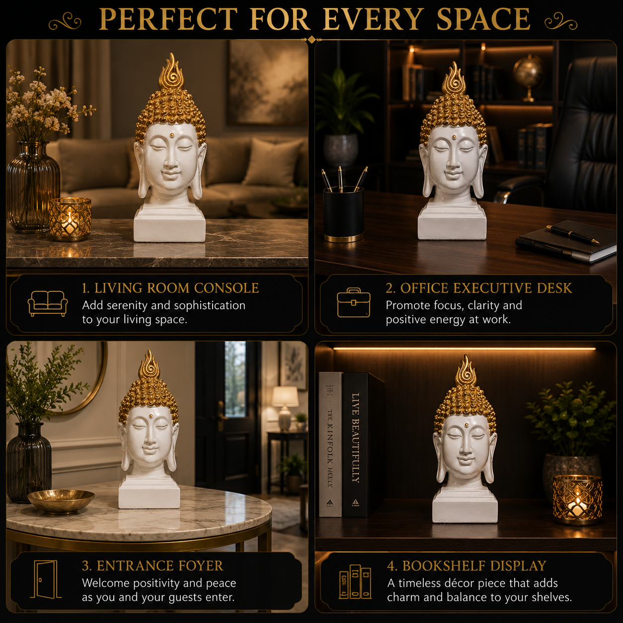 Sacred Serenity Buddha Head Sculpture
