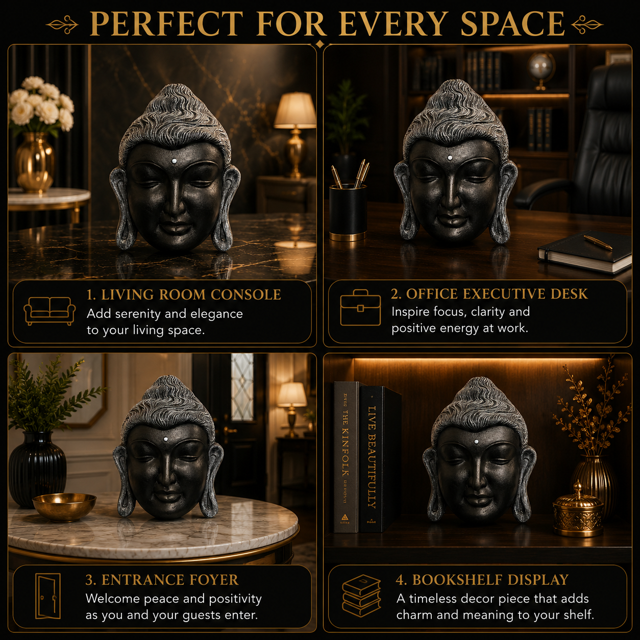 Serene Buddha Face Sculpture