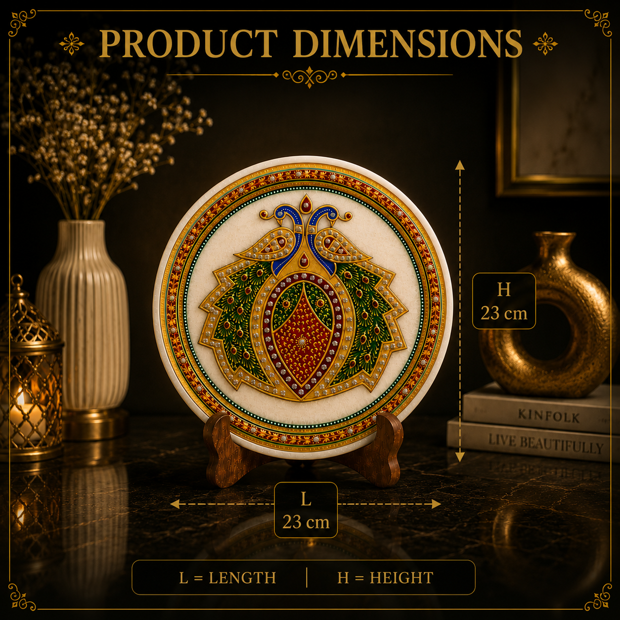 Royal Peacock Marble Decorative Plate